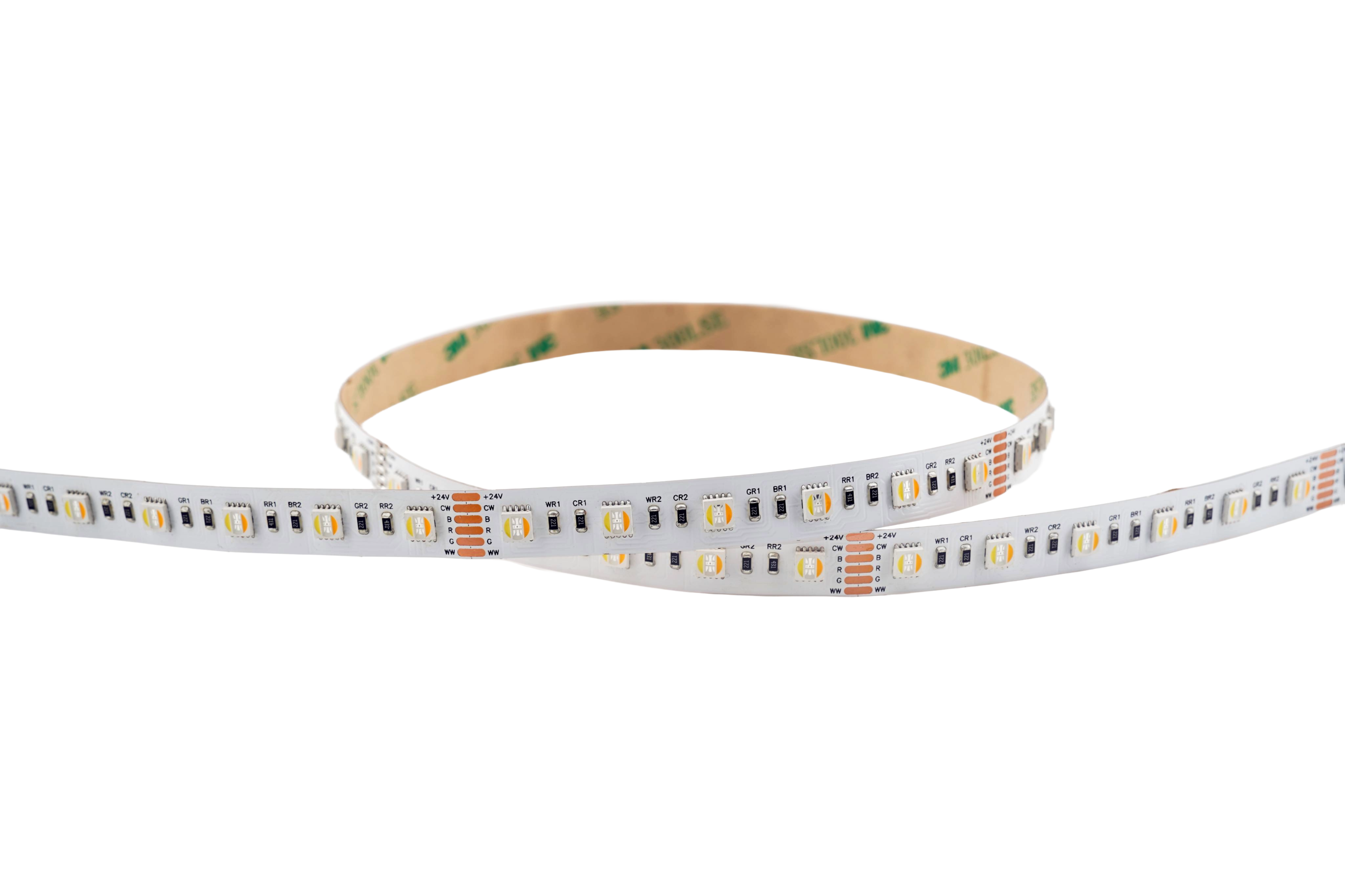 RGBCCT 5-in1 LED-Streifen 12 mm – 60LEDs/m, 24 V, 18 W/m – RGBCCT 2700K-6500K Band mit 120° Abstrahlwinkel